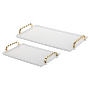 Unique Bargains Modern Rectangular Decorative Plastic Serving Tray 1 Set of 2 Pcs - 1 of 4