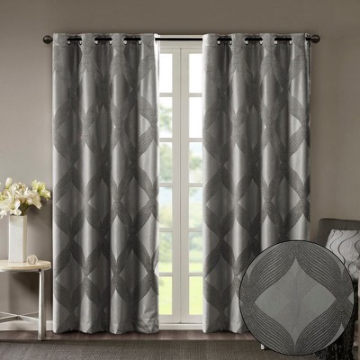 MAYEERTY Ogee Knitted Jacquard Total Blackout Curtain Panel(Only 1 Pc Panel)