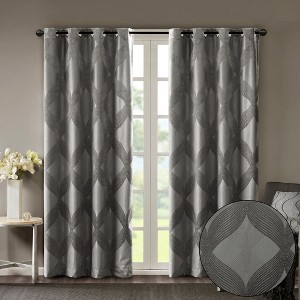 MAYEERTY Ogee Knitted Jacquard Total Blackout Curtain Panel(Only 1 Pc Panel) - 1 of 4
