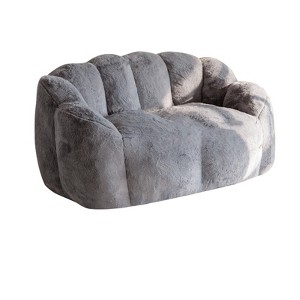 Itopfox Floral Shaped Bean Bag Chair for Adults, Ultra Soft Love Seat Sofa, Faux Fur Reading Chair for Living Room Bedroom, Dark Grey - 1 of 4