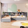Twin Size L-shaped Platform Bed with Trundle and a Drawer - 3 of 4