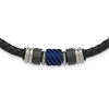 Chisel Stainless Steel Brushed and Polished Black and Blue IP-plated Black Rubber Leather Necklace 20" - 2 of 4