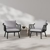 Outdoor Patio Club Chairs Set of 2, Slatted Armchairs with Beige Cushions, Modern Polypropylene Lounge Seating for Garden, Balcony-The Pop Home - 2 of 4