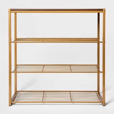 Gold Metal Wall Shoe Rack Shelf 