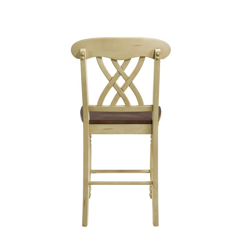 Set of 2 Dylan Counter Height Dining Chair Wood/Buttermilk/Oak - Acme Furniture, 4 of 7