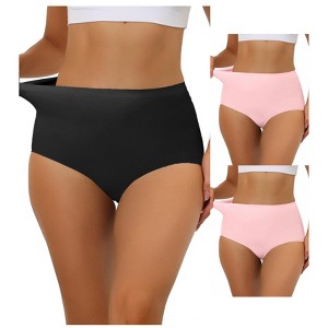 Allegra K Women's Elastic High-Waisted Unlined Breathable No-Show Hipster Underwear 3 Packs - 1 of 4