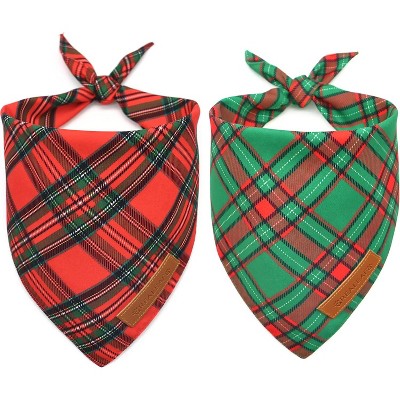 Halloween Dog Bandanas 2 Pack, Pumpkin and Spider Web Bibs, Triangle Reversible Fall Pet Scarf, Premium Durable Fabric, Adjustable Fit