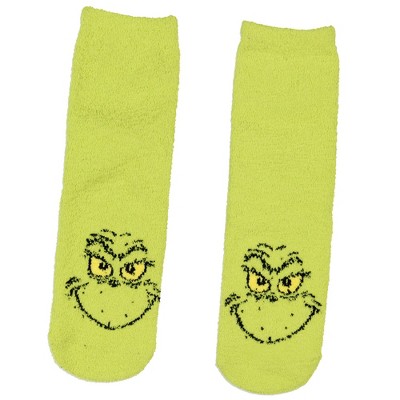 The Grinch Slipper Socks Dr Seuss Grinch Who Stole Christmas Kid's Character Holiday Gripper Socks OSFM For Boys and Girls Green