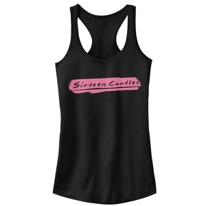 Juniors Womens Sixteen Candles Paint Stripe Logo Racerback Tank Top - 1 of 4