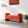 TUYOHW Modern Bed End Bench with Arms and Storage, Upholstered Large Foot Rest Stool, Comfy Window Vanity Bench for Living Room, Orange - 3 of 4