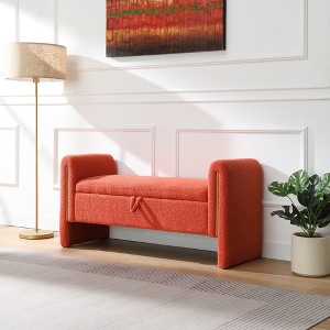 PAGED Modern Teddy Storage Bench Upholstered Foot Rest Stool Entryway Bench with High-Density Foam for Living Room, Entryway - 1 of 4