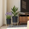 LuxenHome 2-Piece Diamond Pattern Round Metal Cachepot Planter Set - 4 of 4