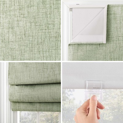Sage Green Textured Fabric Cordless Blackout Roman Shade 31" x 64"
