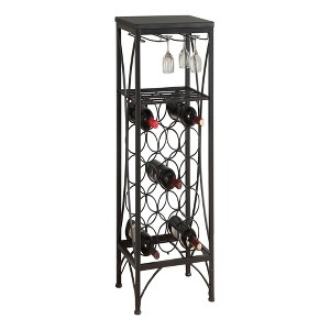 SEVOBAL Wine Racks Black Metal Transitional Home Bar with Glass Storage and Bottle Capacity for Home Decor, Black, 16.25"*12.5"*40.5" - 1 of 4