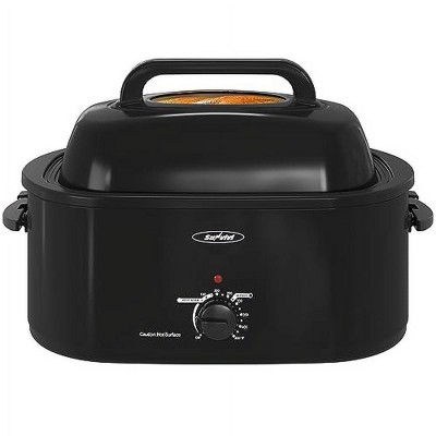Heynemo Electric Turkey Roaster Oven with Visible Glass Lid, with Removable Pan & Rack, Stainless Steel