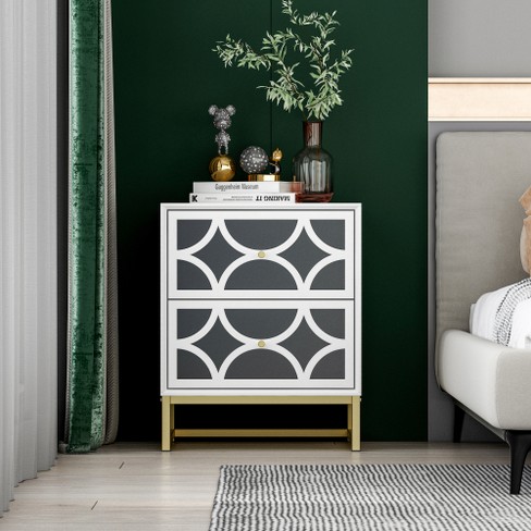 White and cheap gold nightstand target