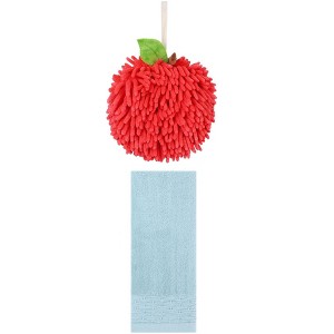 REGALWOVEN Cute Soft Absorbent Hand Towels for Quick Drying 14" x 30"/6" x 6" 2 Pcs - 1 of 4