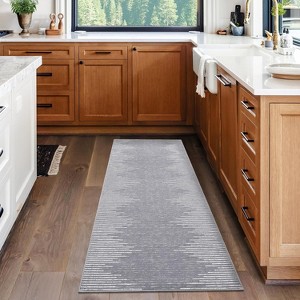2'x6' Washable Area Rug, Modern Stripe, Low Pile Non-Slip Indoor, Minimalist Farmhouse Style, Non-Shedding Foldable Bedroom Mat, Black - 1 of 4