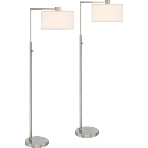 360 Lighting Colby Modern Coastal 61" Tall Standing Floor Lamps Set of 2 Lights Downbridge Task Silver Metal Brushed Nickel Finish Living Room Bedroom - 1 of 4