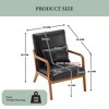 HOMEFUN Mid Century Modern Upholstered Black PU Leather Wooden Frame Accent Armchair with Pillow and Cushion - 2 of 4