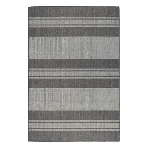 8' X 10'  and Gray Striped Stain Resistant Indoor Outdoor Area Rug - 1 of 4