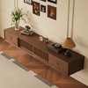 Luck Live Modern Wall-Mounted TV Stand, 78.7" Large Floating TV Console with Grid Sliding Doors & Double Drawers for Storage - 2 of 4