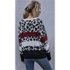 Clotth Women's Leopard Print Sweater - Loose Fit Shirt, Crewneck Pullover, Knitted Sweater, Black and White with Red Accents - 4 of 4