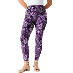 Roaman's Plus Size Ankle Length Essential Stretch Legging - 1 of 4