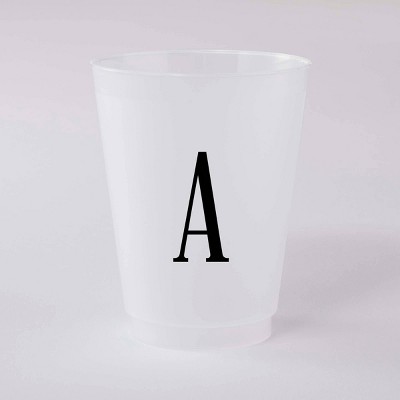 50ct 16oz Personalized Lettering 'A' Shatterproof Plastic Cups Frosted