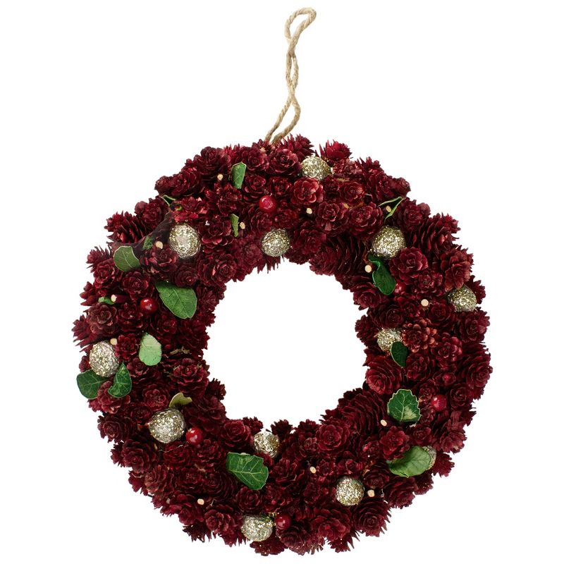 Northlight 12" Red Pine Cone and Berry Artificial Christmas Wreath - Unlit, 1 of 5