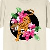 Natural World Tiger And Tropical Flowers Men's Natural T-Shirt - 2 of 3