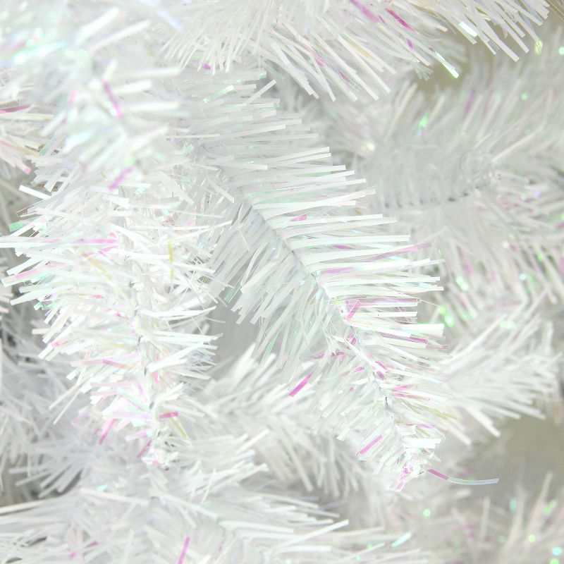Northlight 7.5' Unlit Artificial Christmas Tree White Glimmer Iridescent Spruce Pencil, 3 of 5