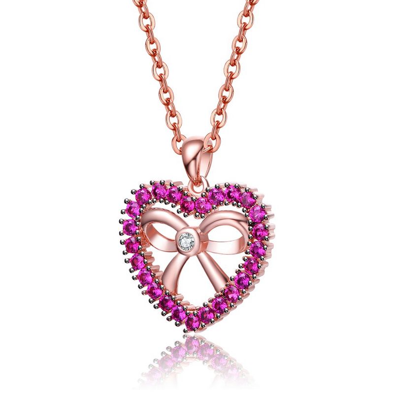 18K Rose Gold Plated Heart Shaped Pendant with Cubic Zirconia for Kids/Girls, 2 of 4