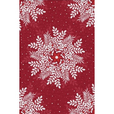 Christmas Area Rug Floral Pattern Floor Cover Washable Indoor Carpet Rug Decorative Non Slip Accent Rug for Bedroom