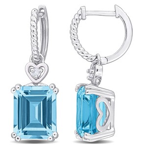 EVERLY JEWELRY | Sterling Silver 8 1/4 CT TGW Sky Blue Topaz White Topaz Hoop Earrings - 1 of 4