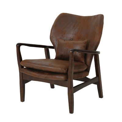 Haddie Mid Century Modern Microfiber Club Chair Brown - Christopher Knight Home