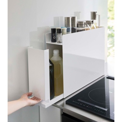 Black Steel Magnetic Countertop Spice Rack with Sliding Drawer