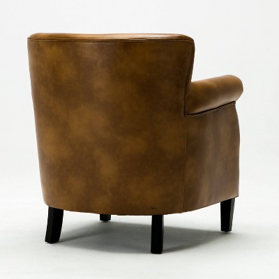Traditional Holly Red Leather Gel Club Chair with Wood Accents