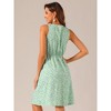 Allegra K Women's Floral Split Neck Drawstring Waist Sleeveless A-Line Summer Midi Dress - 4 of 4