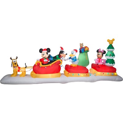 Gemmy Animated Airblown Inflatable Mickey Mouse and Friends Sleigh Scene, 6 ft Tall