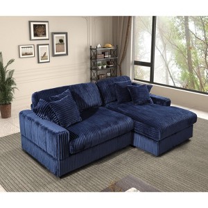 NicBex Couches for Living Room Comfy 3-seat Corner Sofa Corduroy Upholstered Sleeper Sofa Couch with Deep Seat& 6 Pillows - 1 of 4