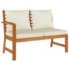 vidaXL Patio Dining Set Outdoor Furniture with Cushions Solid Wood Acacia - 2x Bench + Corner + 2x Middle + 2x Table Cream White - 4 of 4