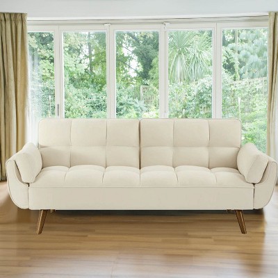MyDepot Sofa Bed Adjustable Backrest Sleeper Fabric Couch with Tapered Legs