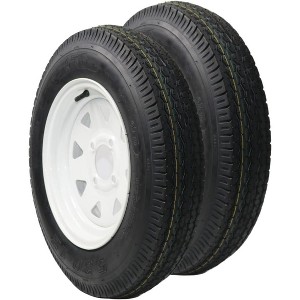 2PCS 5.30-12 Tire, 5.30x12 Lawn Mower & Tractor Turf Tire, 530 12 with Rim 4 Lug On 4", Load Capacity 1050 LBS - 1 of 4