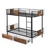 YOOCOZZ Twin XL over Twin XL Metal Bunk Bed with MDF Board Guardrail and Two Storage Drawers - 4 of 4