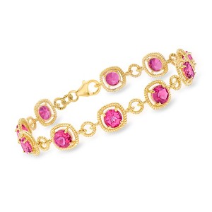 Ross-Simons 9.00 ct. t.w. Pink Topaz Bracelet in 18kt Gold Over Sterling - 1 of 4