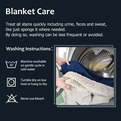 Navy Waterproof Reversible Pet Blanket with Sherpa Fleece