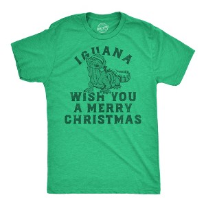 Mens Funny T Shirts Iguana Wish You A Merry Christmas Sarcastic Xmas Graphic Tee For Men - Crazy Dog Men's T Shirt - 1 of 4