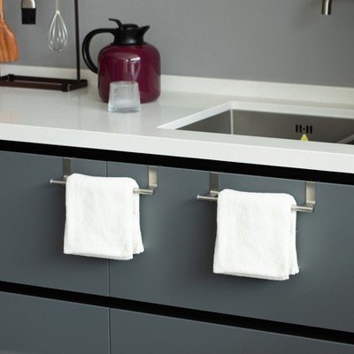 Chrome Over-the-Door Extendable Towel Rack for Kitchen and Bathroom