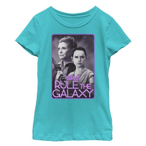 Girl's Star Wars The Force Awakens Leia And Rey Rule The Galaxy T-shirt ...